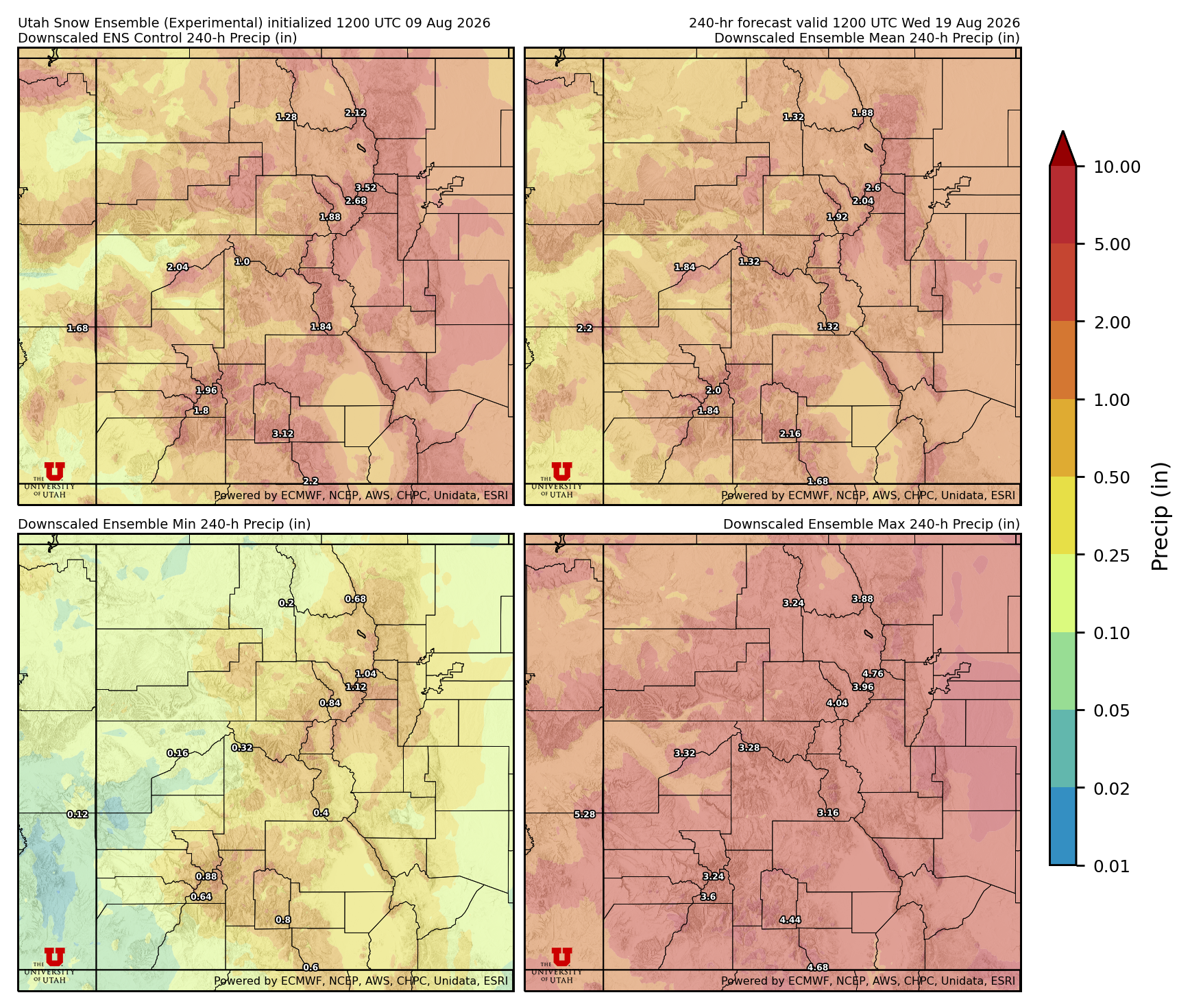 Latest NAEFS total precipitation forecast
