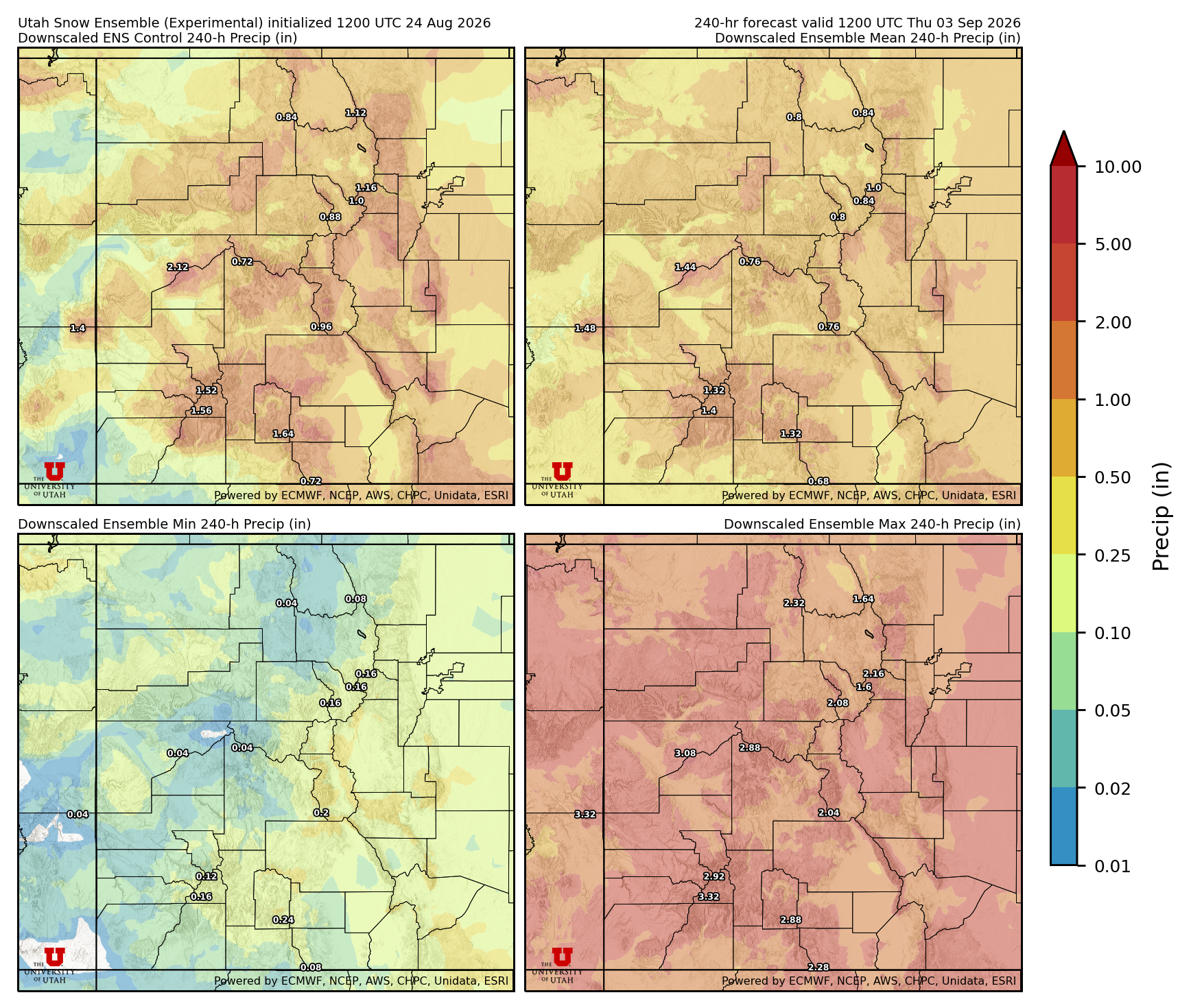 Latest NAEFS total precipitation forecast