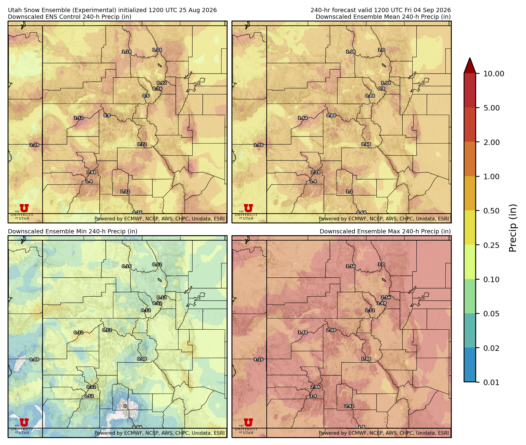 Latest NAEFS total precipitation forecast