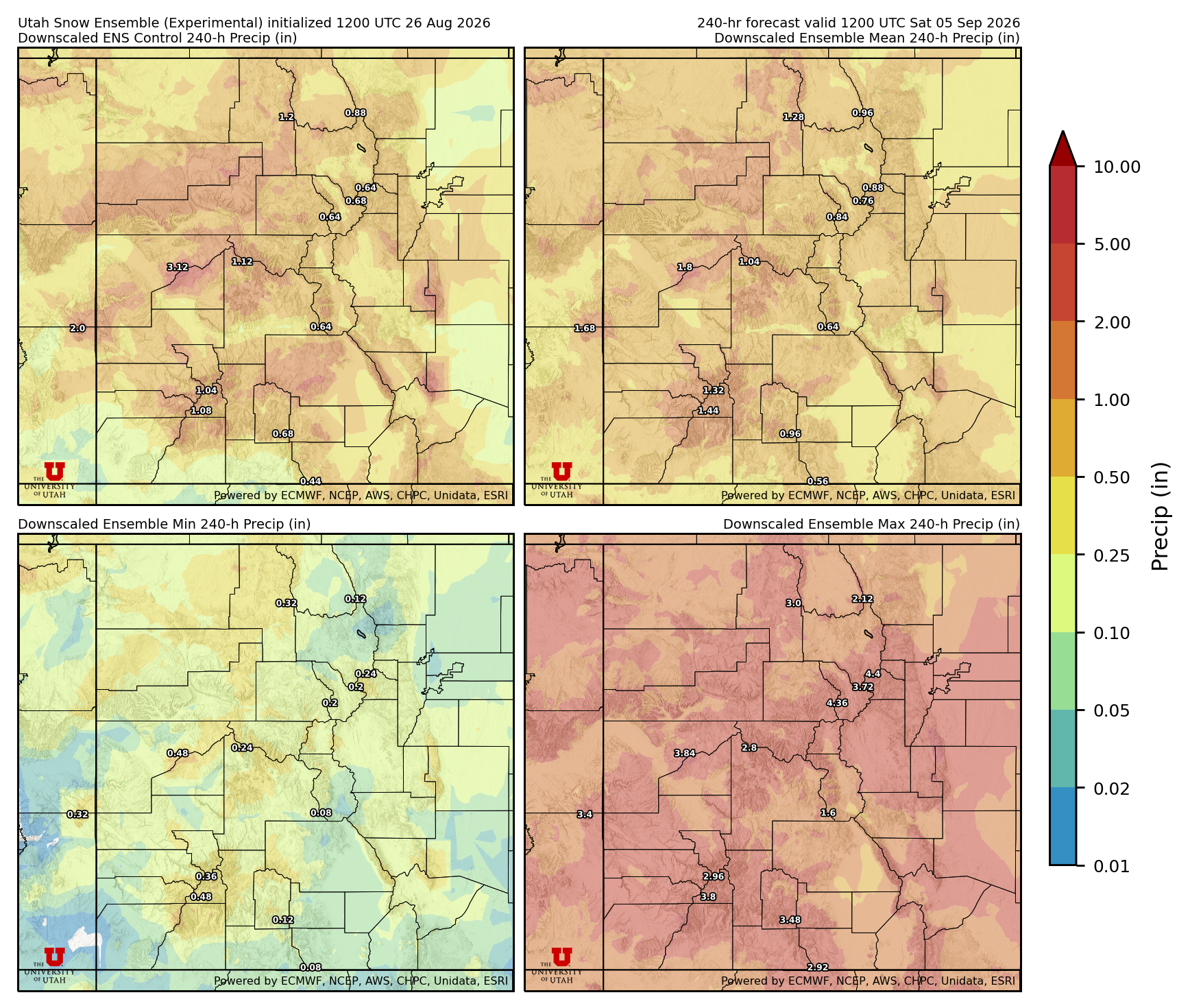 Latest NAEFS total precipitation forecast