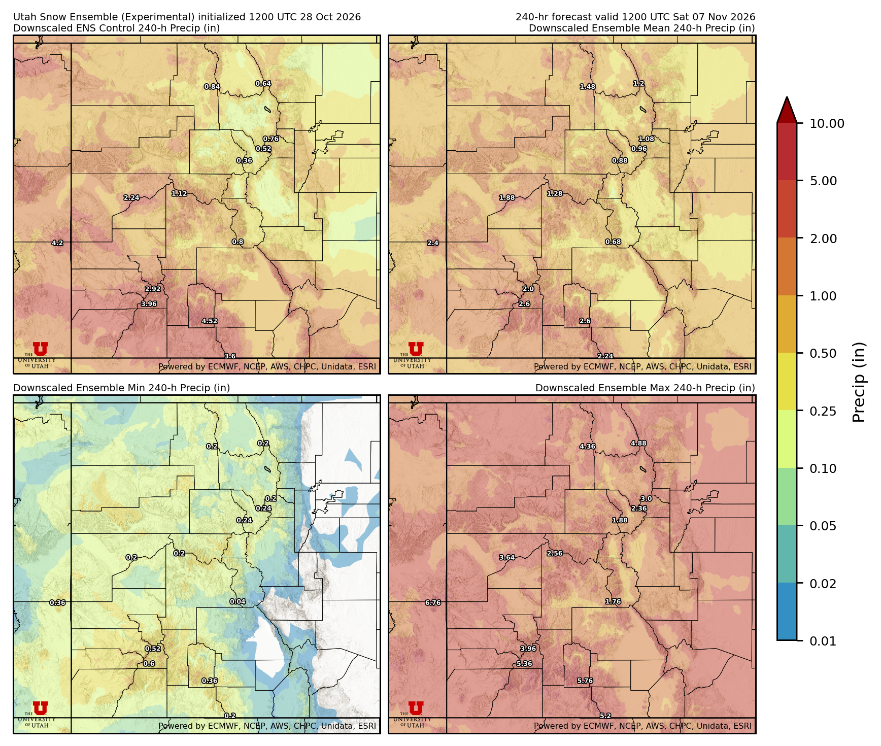 Latest NAEFS total precipitation forecast