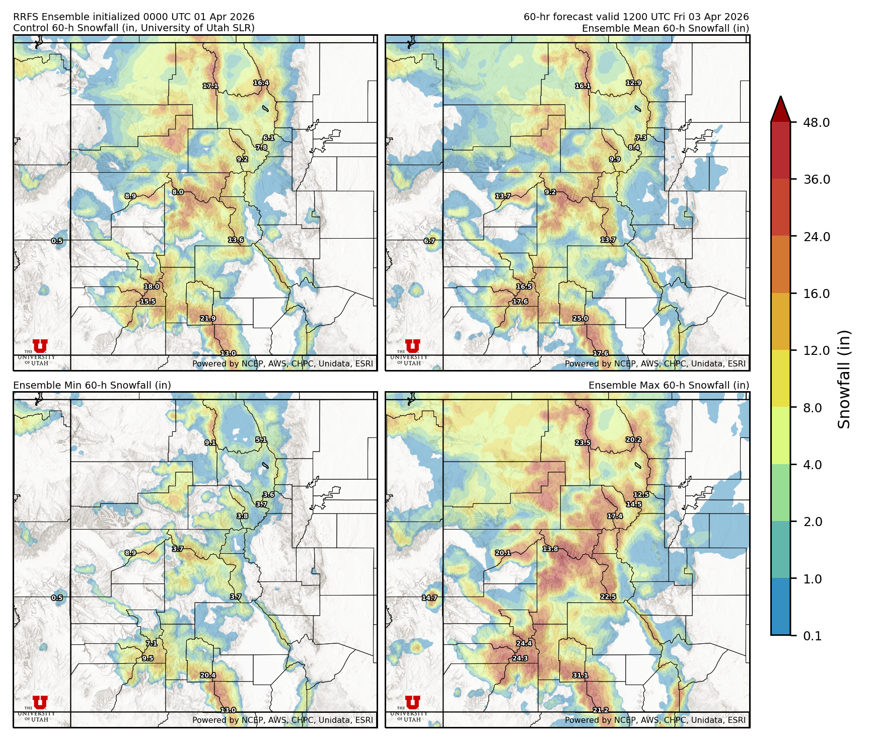 Click to enlarge the SFEF precipitation Latest RRFS snow forecast