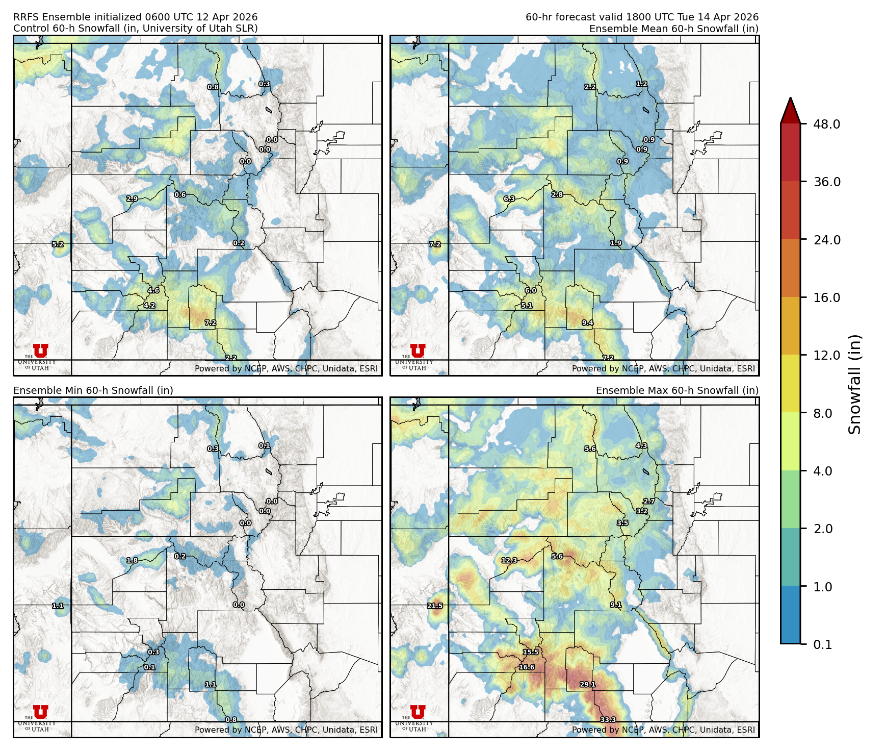 Click to enlarge the SFEF precipitation Latest RRFS snow forecast