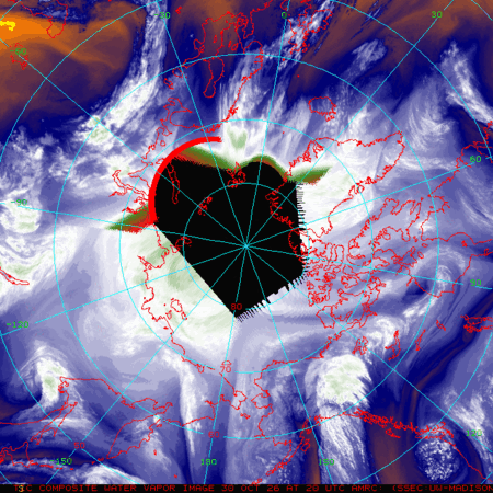 latest image of Arctic water vapor