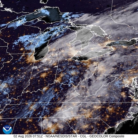 latest image of Central Great Lakes  geocolor