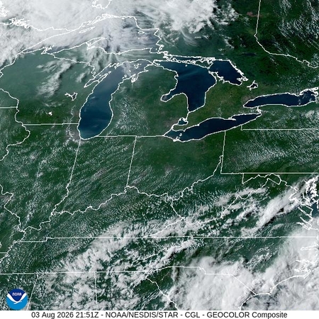 latest image of Central Great Lakes  geocolor
