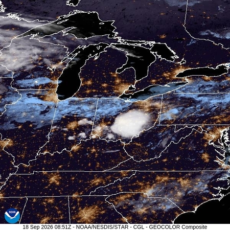 latest image of Central Great Lakes  geocolor