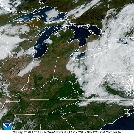latest image of Central Great Lakes  geocolor