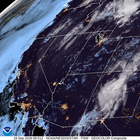 latest image of Pacific Southwest geocolor